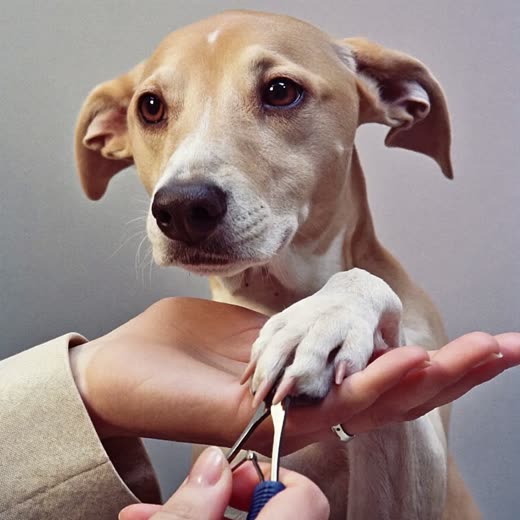 A dog's paw held gently while its nails are trimmed